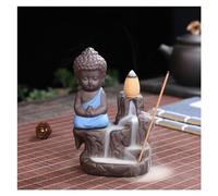 Handmade Creative Incense Burner Smoke Waterfall the Little Monk Small Buddha Holder Censer Home Table Decorations Crafts for Decoration(A)