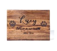 Handmade Cremation Urn for Ashes Pets Cat Dog, Wooden Tribute Box, Carefully Crafted Funeral Casket for Animals and Human Adult Male Female - 11"x7"x4", 250lbs or 115 kg, Paw Pair Keepsake