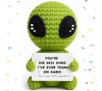 Handmade Crochet Alien Plush with Love Message - “You’re the Best Thing I’ve Ever Found on Earth”,Boyfriends Gifts,Emotional Support,for Girlfriend,Wife or Husband,Valentine's Day and Anniversary