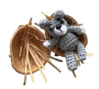Handmade Crochet Animal in Walnut Shell, Crochet Bunny and Bear with Knitted Love Heart Funny Figurine Home Decor, Walnut Shell Plush Doll for Boys, Girls
