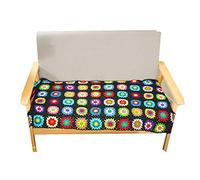 Handmade Crochet Black Granny Blanket Sweater Style Year Round Gift Travel Accent Throw for Sofa Comforter Couch Bed Recliner Home Decor 47" x23"(Black)