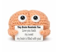 Handmade Crochet Brain Valentine's Day Emotional Ornament Gift - Family Message Desktop Decor, Surprise Romantic Gifts for Sweetheart Man Woman, Heartwarming Affirmation Decoration for Office & Home