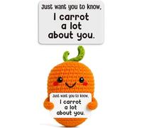 Handmade Crochet Carrot with Inspirational Card-Emotional Support Gift, Funny Positive Affirmation Present for Best Friend,Coworker,Girlfriend-Cute Desk Decor for Home Office,Thinking of You Gift