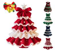 Handmade Crochet Christmas Tree Decoration Kit DIY Holiday Ornaments Craft Starter Set for Beginners with Yarn Hooks Instructions Xmas Home Party Decor Gifts(Pink)