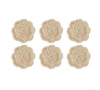 Handmade Crochet Coasters, Bohemian Cotton Floral Placemats 10.5cm Vintage Coffee Table Mats For Restaurant Home Kitchen Bar(6PCS)
