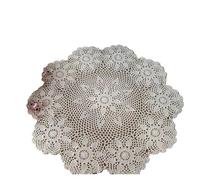 Handmade Crochet Coasters Cotton Lace Cup Mat Placemat 60/70/ 80/90 CM RD Shabby Chic 4 Sizes Vintage Crocheted Tablecloth(Beige,80cm)