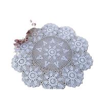 Handmade Crochet Coasters Cotton Lace Cup Mat Placemat 60/70/ 80/90 CM RD Shabby Chic 4 Sizes Vintage Crocheted Tablecloth(White,90cm)