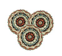 Handmade Crochet Coasters, Set of 3, Mandala Design (Dunhuang color1)