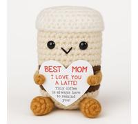 Handmade Crochet Coffee Decoration Gifts with Best Mom Card - Mini Cute Presents for First-Time Mother's Birthday/Halloween/Thanksgiving - A Gift of Love for Mommy, Mama, Momster from Daughter & Son