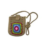 Handmade Crochet Crossbody Bag - Boho Granny Square Shoulder Purse | Small Knitted Messenger Bag with Long Strap, Lightweight Vintage Style