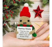 Handmade Crochet Doll, Crochet Novelty Gift, Emotional Support Potato with Positive Card, Card Desktop Decors, Stress Relieving Potato Toy for Friends Home Office Desk Decor