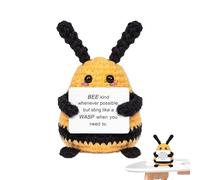 Handmade Crochet Dolls | Handmade Bee Doll | Positive Bee Cute Crochet With Positive Affirmations Cards for Table