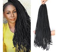 Handmade Crochet Dreadlocks Hair 20 Inch 6 Packs Black Thin Braid Dreads Faux Locs Synthetic Crochet Hair Extensions