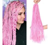 Handmade Crochet Dreadlocks Hair 20 Inch 6 Packs Pink Braid Dreads Faux Locs Synthetic Crochet Hair Extensions