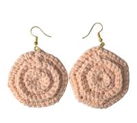 Handmade Crochet Earrings - Peach Round Spiral Dangle Earrings, Lightweight Boho Statement Jewelry, Modern Crochet Earrings for Women, Eco-Friendly Fashion, Unique Gifts, Festival & Casual Wear