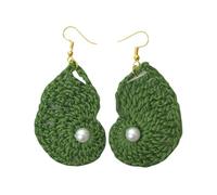 Handmade Crochet Earrings - Stylish Green Dangle Earrings | Lightweight Eco-Friendly Jewelry | Artisan Crochet Earrings for Women | Unique Gift for Fashion Enthusiasts