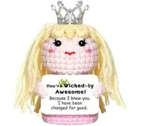Handmade Crochet Emotional Support Doll, Cotton Stuffed Toy, 15 x 10 x 20 cm, Birthday Gift for Women and Men (Pink)