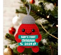 Handmade Crochet First Christmas Ornament 2025 - Unique Holiday Keepsake Decoration for New Family, Christmas Tree Decor, Grandparents and Parents Gift, Stress Relief Self Care Motivational Reminder