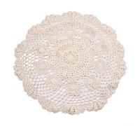 Handmade Crochet Floral Lace Tablecloth, Round Cotton Cloth Vintage Design for Cafe, Restaurant, Home Dining Table Decoration (Beige)