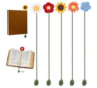 Handmade Crochet Flower Bookmark Set of 5 | Personalised Gift for Book Lovers Ladies | Elegant Floral Bookmarks for Her, Mum, Friend | Reader Gift