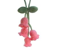 Handmade Crochet Flower Car Hanging Ornament Elegant Rearview Accessory Cute Decorative Pendant For Women And Girls (10cm)