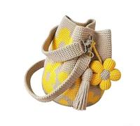 Handmade Crochet Flower Tote: Stylish Summer Bag With Floral Charm & Versatile a unique bag that embodies soul, texture, and character, distinguishing it from mass-produced alternatives(Yellow)