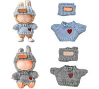 Handmade Crochet for Labubu Doll Clothes 4-Piece Set, 17cm/15cm Outfits with Hat & Sweater - Designer Accessories for La Bubu & 15cm Dolls (Style 2)