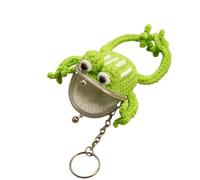 Handmade Crochet Frog Coin Purse with Kiss Lock Knitted Frog Coin Pouch Keychain Cute Mini Coin Purse for Women Aesthetic Bag Charm Pendant Accessory