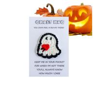 Handmade Crochet Halloween Themes Knitted Ghost Pocket Toy with Card