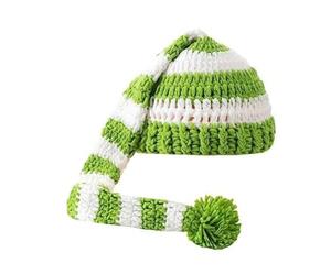 Handmade Crochet Hat Christmas Striped Woolen Ball Knitted Cap for Warmth Christmas Themed Holiday Party Bonnet Baby Warm Hat