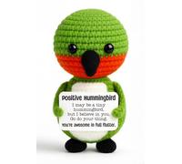 Handmade Crochet Hummingbird Plush with Positive Message Card - Inspirational Amigurumi Bird Doll, Encouragement Gift, Motivational Present for Students, Friends, Graduation, Office Desk Decor