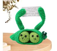 Handmade Crochet | Inspirational Wool Ornaments with Card | Twin Pea Shape Inspirational Doll,for Women Men Girls Boys Friends Students Coworkers Teachers Travel