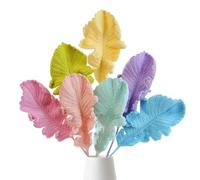 Handmade Crochet Kale Leaves Branch 7 Pcs Multicolor Artificial Kale Plants