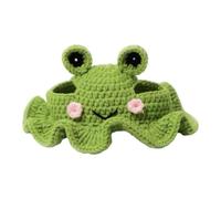 Handmade Crochet Knit Pet Hat Accessory for Cats and Dogs Soft Yarn Warm Cozy Headwear for Winter Outdoor Adventures (Green, S)