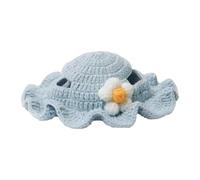 Handmade Crochet Knit Pet Hat Accessory for Cats and Dogs Soft Yarn Warm Cozy Headwear for Winter Outdoor Adventures (Light Blue, S)