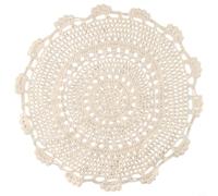 Handmade Crochet Lace Cotton Placemat, Retro Hollow Floral Table Cloth Doily Cover For Dining Room Cafe Hotel Decor, Beige Round Mat 13Cm 25Cm 35Cm 45Cm Optional(30cm)