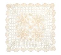 Handmade Crochet Lace Table Runner, 20 Inch Square Vintage Ivory Lace Doily Table Flower Cotton Dresser Scarf Runner for Bedroom, Dresser Top, Dining Decor