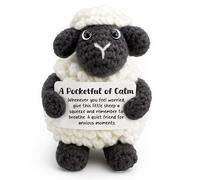 Handmade Crochet Little Black Sheep Anxiety Relief Toy - Pocketful of Calm Grounding Tool for Adults - Sensory Fidget for Stress & Worry - Mindfulness Companion with Card