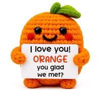 Handmade Crochet Orange Doll Romantic Gift - Funny Pun Plush for Boyfriend Girlfriend, I Love You Orange You Glad We Met, Anniversary Present, Valentine’s Day Gift, Wedding