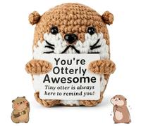 Handmade Crochet Otter Plush, Mini Emotional Support Otter with Card | Positive Knitted Doll for Encouragement, Thank You, Teacher, Friend, Birthday, Party Gift, Stress Relief, Cute Desk Decor