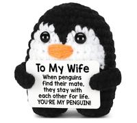 Handmade Crochet Penguin Gift Cute Romantic Present for Boyfriend, Girlfriend, Husband, Wife I Love You Anniversary, Birthday, Wedding, or Easter Gift for Couples