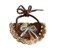 Handmade Crochet Pet Collar & Headband Set | Cute Flower Wool Accessories for Cats/Dogs | Adjustable, Hypoallergenic Photo Prop for Small Pets (Bib, L)