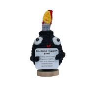 Handmade Crochet Positive Doll with Base,Crochet Novelty Gift,Emotional Support Bomb with Positive Card,Card Desktop Decors,Stress Relieving Bomb Toy for Friends Home Office Desk Decor