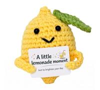 Handmade Crochet Positive Gift - "A Little Lemonade Moment" Emotional Support Cute Yellow Gifts for Women, Thinking of You, Cheer Up Gifts, Exam Stress Relief, Mindfulness Present, Worry Pocket Hug
