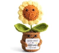 Handmade Crochet Positive Sunflower Gift for Women - Never Forget the Difference You Make, Christmas Thank You Gifts for Nurse, Teacher, Coworker, Boss, Farewell Retirement or Going Away Present