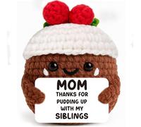 Handmade Crochet Pudding Mom Gift - Funny Mother’s Day Birthday Christmas Appreciation Gifts for Mom from Daughter or Son, Unique Thank You Present, Self Care Stress Relief Motivational Reminder