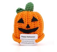 Handmade Crochet Pumpkin Doll, Mini Knitted Happy Halloween Pumpkin with Encouraging Card Fall Thanksgiving Decorations Halloween Basket Stuffers Party Favor for Kids Adults Friends Family