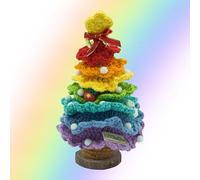 Handmade Crochet Rainbow Christmas Tree 16 to 18 cm - Unique Holiday Decoration with Mini Ornaments (Santa, Snowman, Gifts) - Christmas Home Décor by CHU CHU
