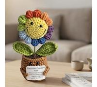 Handmade Crochet Sunflower Doll, Wool Plush Therapy Toy, With Stand, For Emotional Support, Stress Relief And Mental Health Decor, For Friends And Family Birthday Or Valentine(colored Sunflowers)