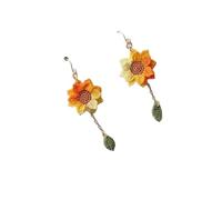 Handmade Crochet Sunflower Drop Dangle Earrings